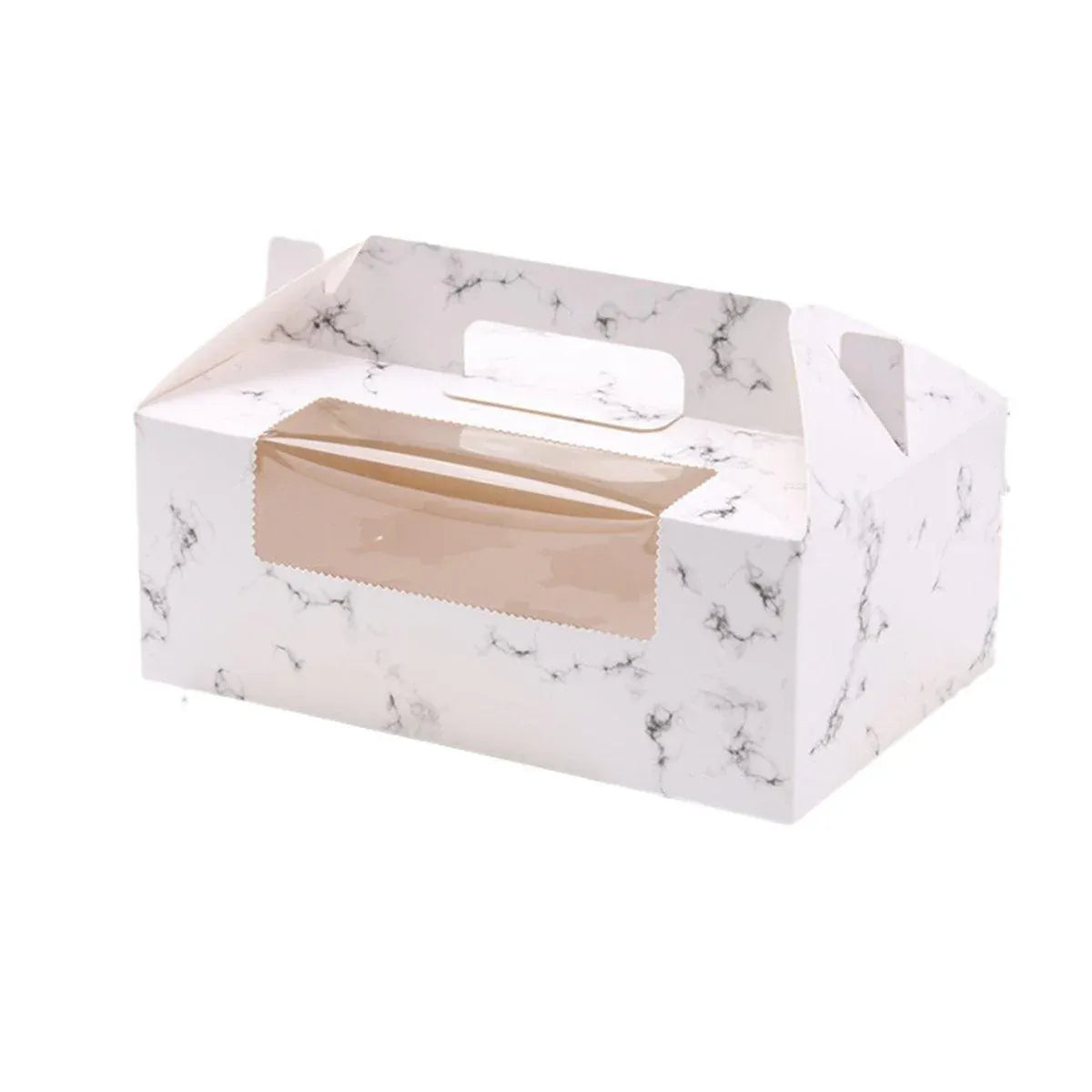 25pcs Portable Cupcake Packaging Box with Transparent Window for Easy Opening - Marble-6Cup V528-CAKE-BOX-MARBLE-25PCS-6-328104