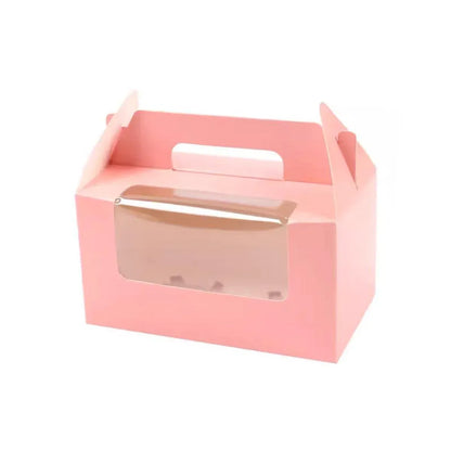 25pcs Portable Cupcake Packaging Box with Transparent Window for Easy Opening - Pink-2Cup V528-CAKE-BOX-PINK-25PCS-2-500447