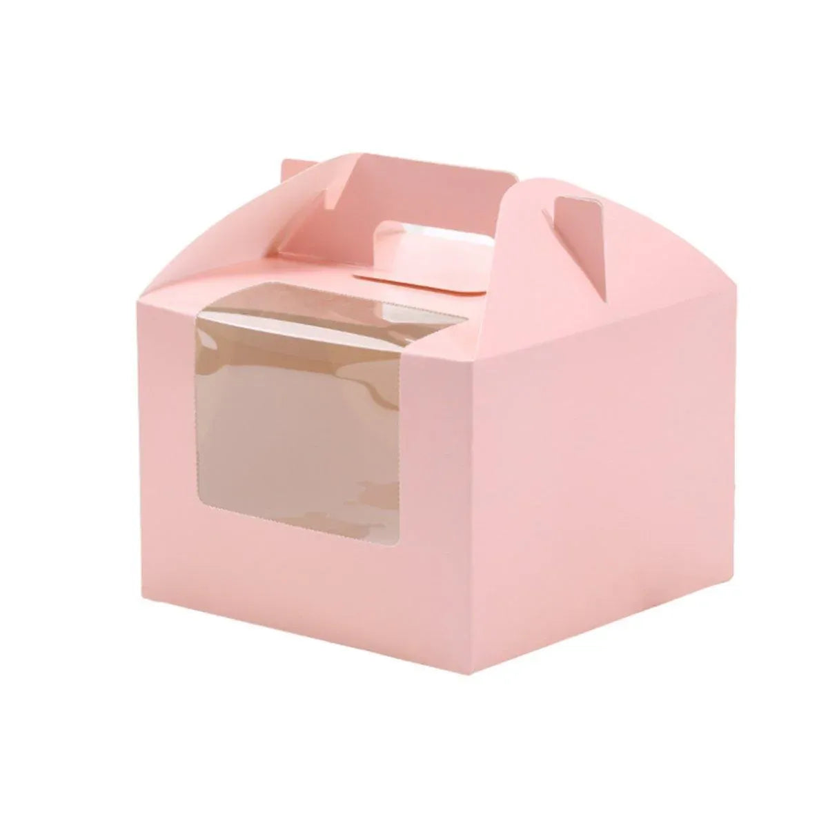25pcs Portable Cupcake Packaging Box with Transparent Window for Easy Opening - Pink-4Cup V528-CAKE-BOX-PINK-25PCS-4-526523