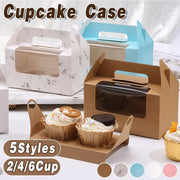 25pcs Portable Cupcake Packaging Box with Transparent Window for Easy Opening - White-2Cup V528-CAKE-BOX-WHITE-25PCS-2-830734