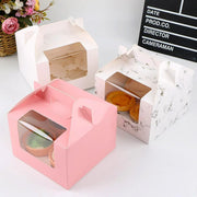 25pcs Portable Cupcake Packaging Box with Transparent Window for Easy Opening - White-2Cup V528-CAKE-BOX-WHITE-25PCS-2-830734