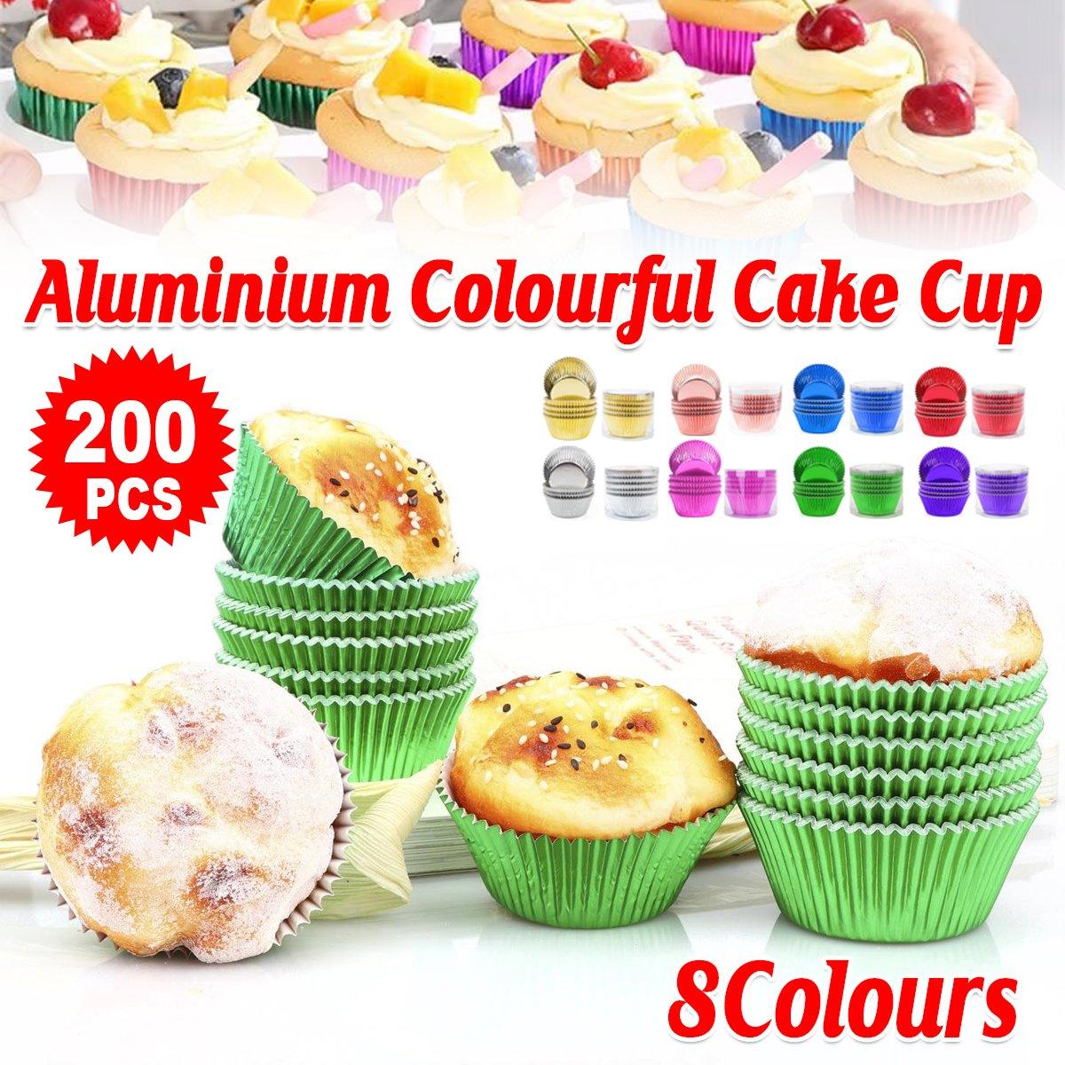 200 Pcs Colored Baking Paper Cupcake Trays Muffin Liners for Party Baking - Rose Gold V528-CAKE-CUP-200PCS-ROSE-RED-807458