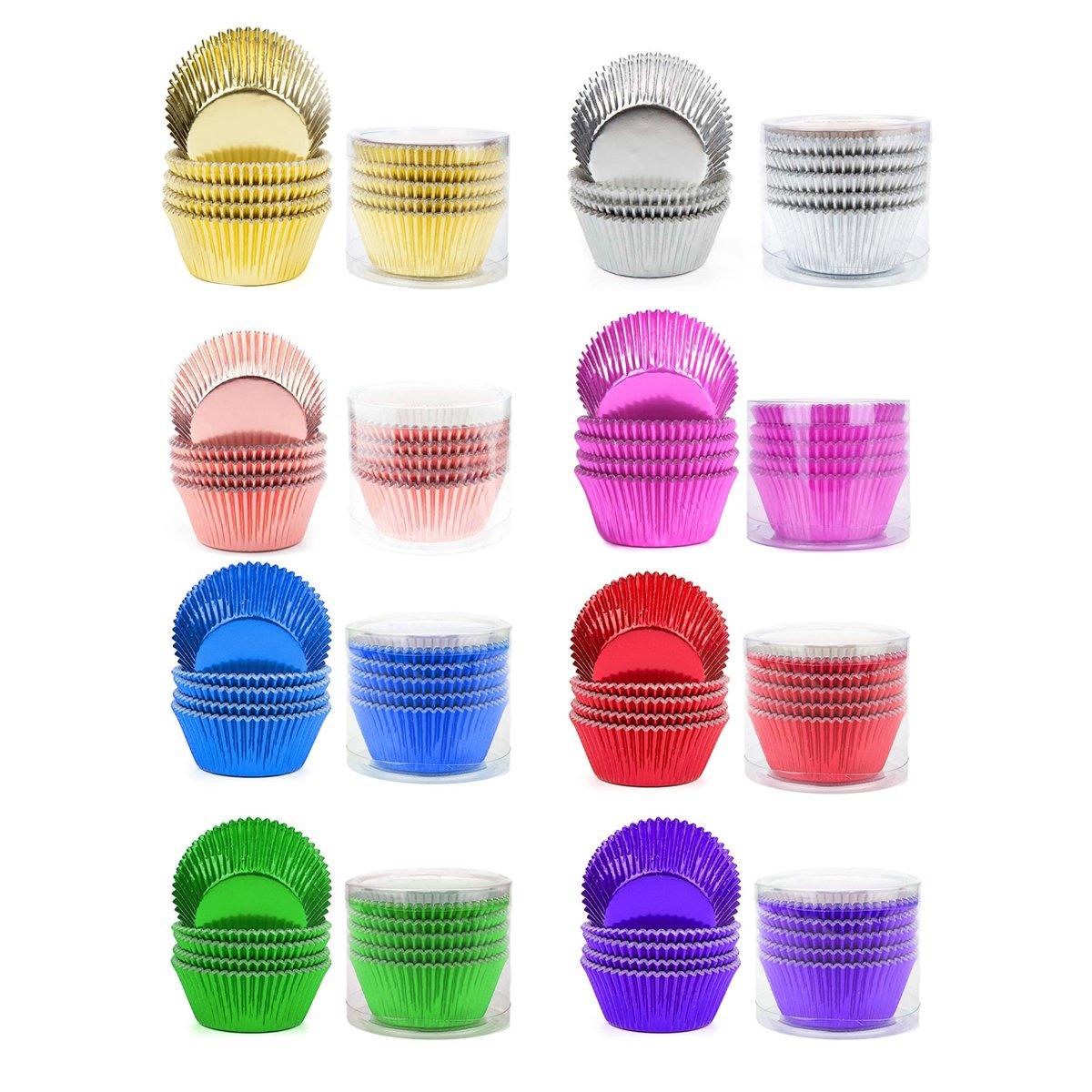 200 Pcs Colored Baking Paper Cupcake Trays Muffin Liners for Party Baking - Rose Gold V528-CAKE-CUP-200PCS-ROSE-RED-807458