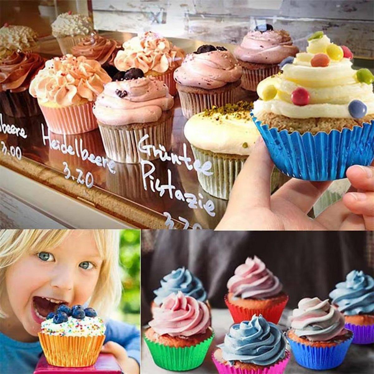 200 Pcs Colored Baking Paper Cupcake Trays Muffin Liners for Party Baking - Rose Gold V528-CAKE-CUP-200PCS-ROSE-RED-807458