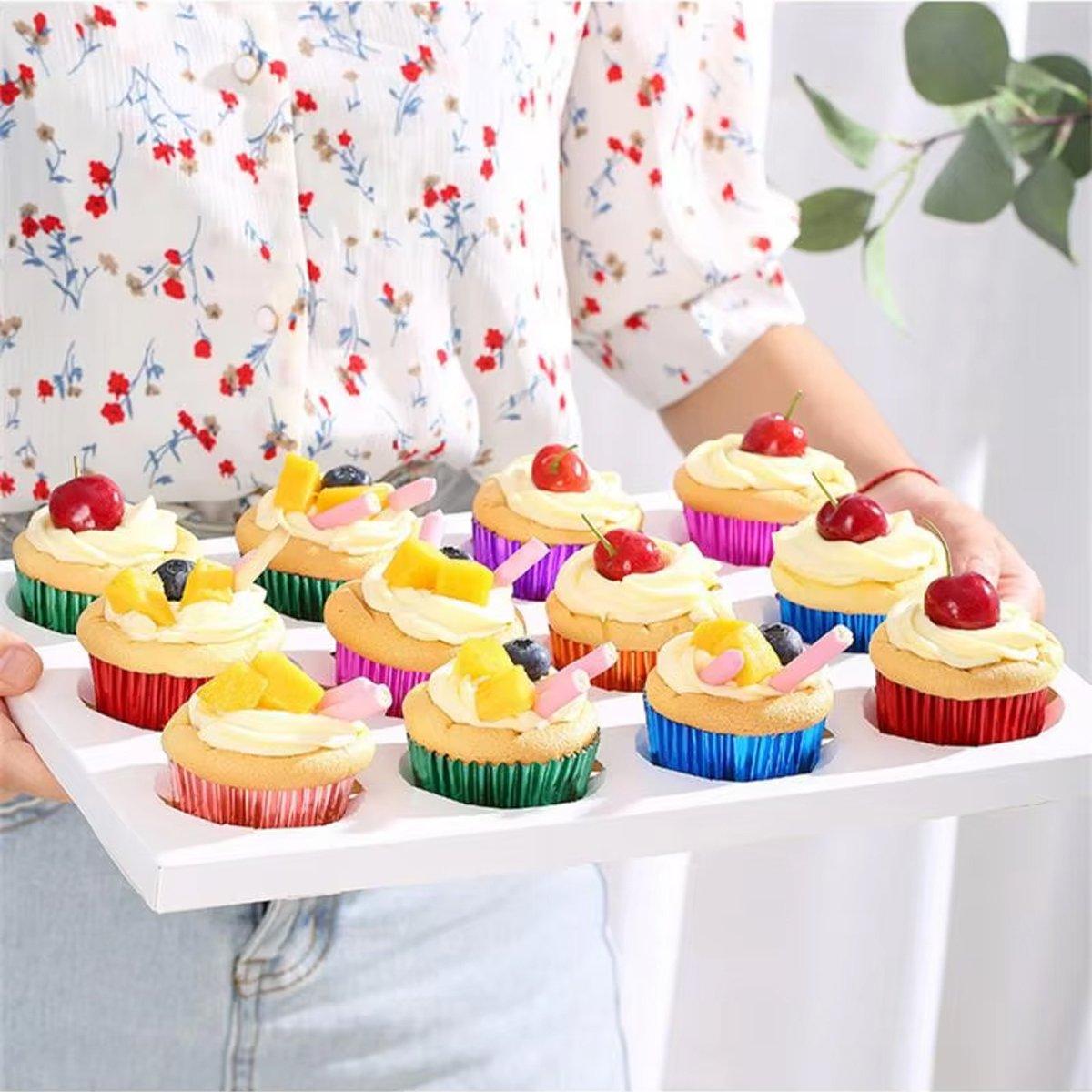 200 Pcs Colored Baking Paper Cupcake Trays Muffin Liners for Party Baking - Rose Gold V528-CAKE-CUP-200PCS-ROSE-RED-807458