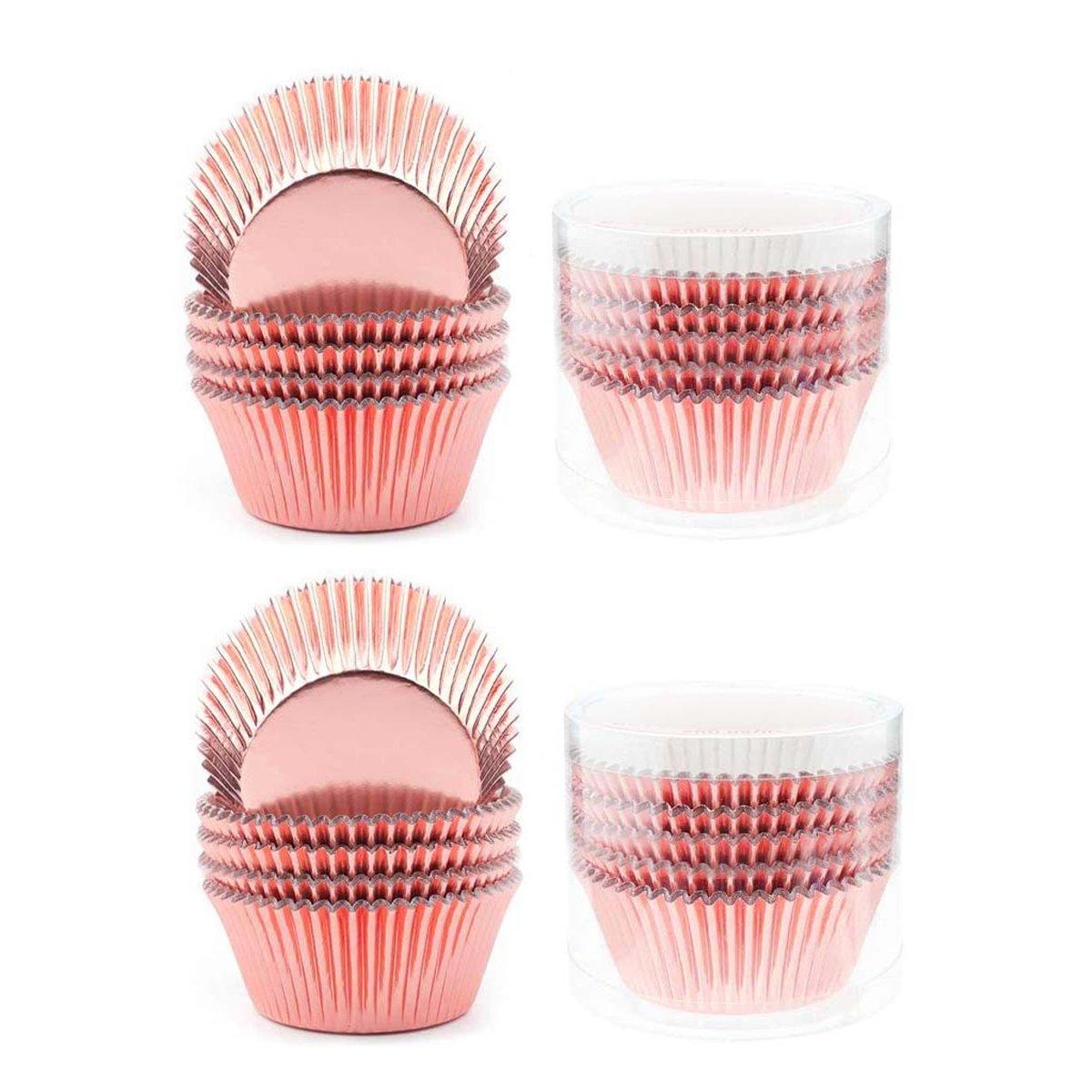 200 Pcs Colored Baking Paper Cupcake Trays Muffin Liners for Party Baking - Rose Gold V528-CAKE-CUP-200PCS-ROSE-RED-807458