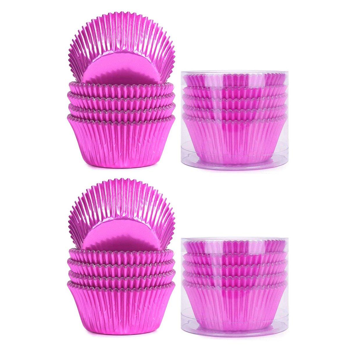 200 Pcs Colored Baking Paper Cupcake Trays Muffin Liners for Party Baking - Rose Gold V528-CAKE-CUP-200PCS-ROSE-RED-807458