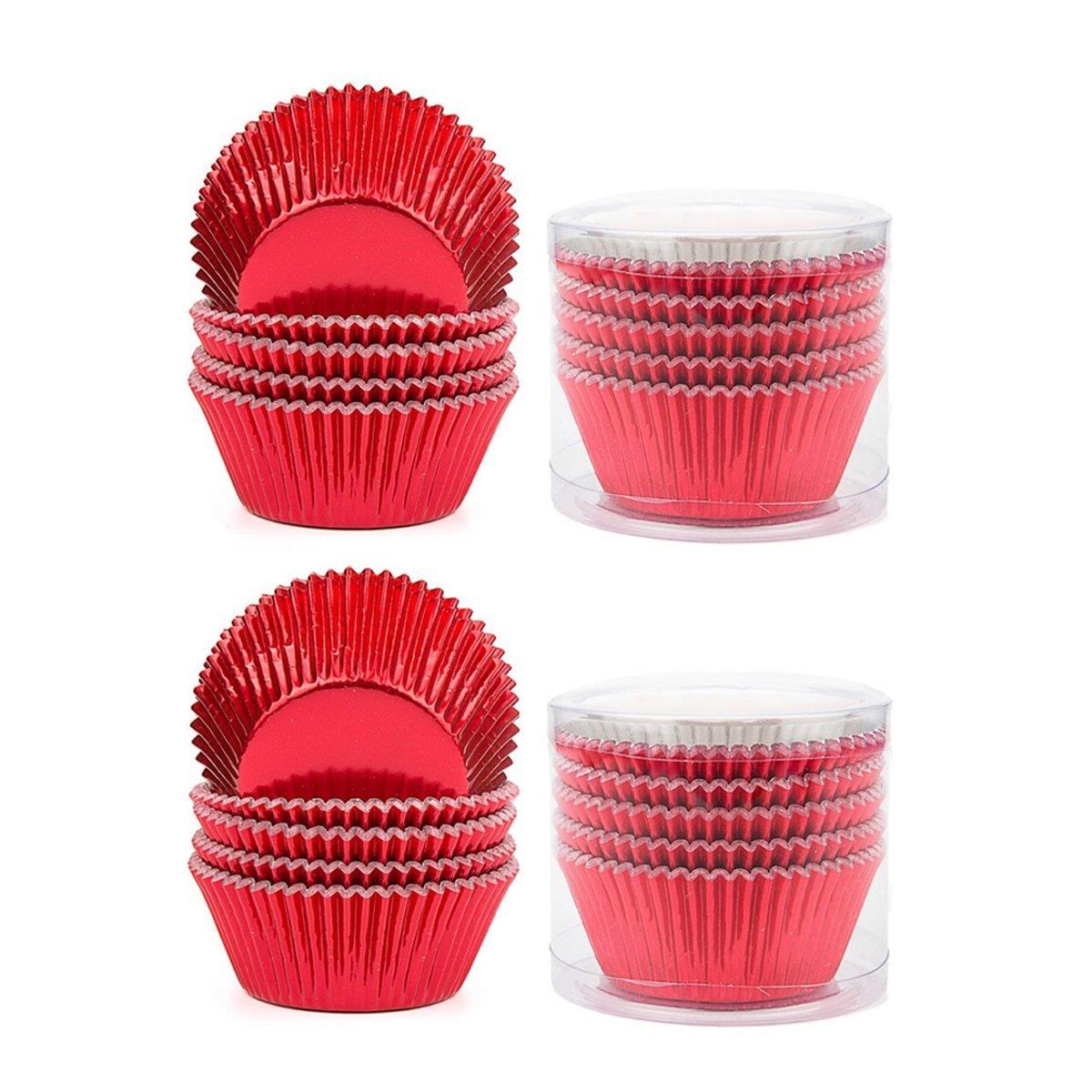 200 Pcs Colored Baking Paper Cupcake Trays Muffin Liners for Party Baking - Rose Gold V528-CAKE-CUP-200PCS-ROSE-RED-807458