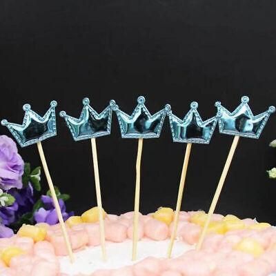 Happy Birthday Acrylic Cake Topper Cake Decoration Golden Silver Party - Blue-Crown V528-CAKE-TOPPER-5PS-BLUE-CROWN