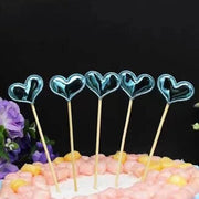 Happy Birthday Acrylic Cake Topper Cake Decoration Golden Silver Party - Blue- Heart V528-CAKE-TOPPER-5PS-BLUE-HEART