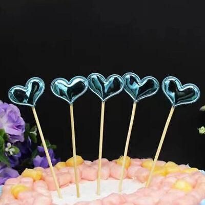 Happy Birthday Acrylic Cake Topper Cake Decoration Golden Silver Party - Blue- Heart V528-CAKE-TOPPER-5PS-BLUE-HEART