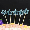 Happy Birthday Acrylic Cake Topper Cake Decoration Golden Silver Party - Blue-Star V528-CAKE-TOPPER-5PS-BLUE-STAR