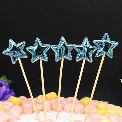 Happy Birthday Acrylic Cake Topper Cake Decoration Golden Silver Party - Blue-Star V528-CAKE-TOPPER-5PS-BLUE-STAR