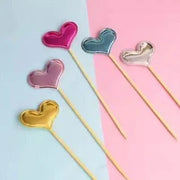Happy Birthday Acrylic Cake Topper Cake Decoration Golden Silver Party - Colourful-Heart V528-CAKE-TOPPER-5PS-COLOURFUL-HEART