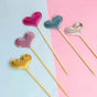 Happy Birthday Acrylic Cake Topper Cake Decoration Golden Silver Party - Colourful-Heart V528-CAKE-TOPPER-5PS-COLOURFUL-HEART