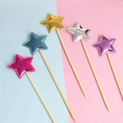 Happy Birthday Acrylic Cake Topper Cake Decoration Golden Silver Party - Colourful-Star V528-CAKE-TOPPER-5PS-COLOURFUL-STAR