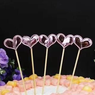 Happy Birthday Acrylic Cake Topper Cake Decoration Golden Silver Party - Pink-Heart V528-CAKE-TOPPER-5PS-PINK-HEART
