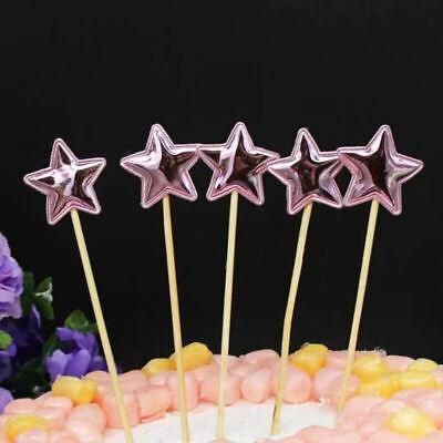 Happy Birthday Acrylic Cake Topper Cake Decoration Golden Silver Party - Pink-Star V528-CAKE-TOPPER-5PS-PINK-STAR