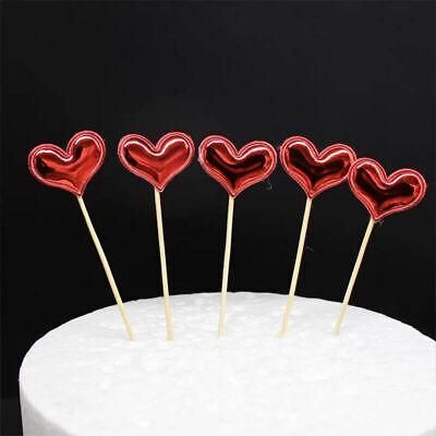 Happy Birthday Acrylic Cake Topper Cake Decoration Golden Silver Party - Red-Heart V528-CAKE-TOPPER-5PS-RED-HEART