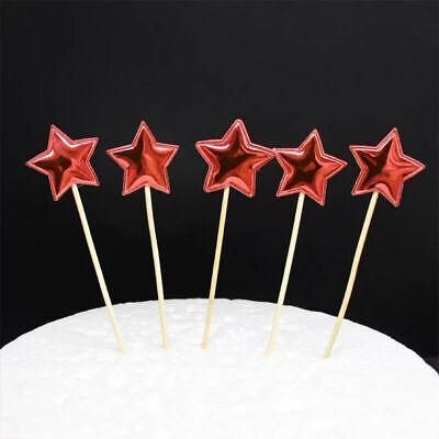 Happy Birthday Acrylic Cake Topper Cake Decoration Golden Silver Party - Red-Star V528-CAKE-TOPPER-5PS-RED-STAR
