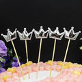 Happy Birthday Acrylic Cake Topper Cake Decoration Golden Silver Party - Silver-Crown V528-CAKE-TOPPER-5PS-SILVER-CROWN