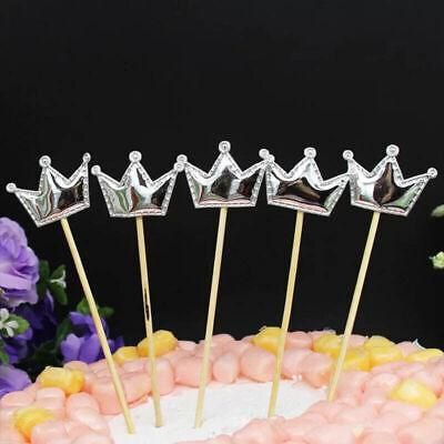 Happy Birthday Acrylic Cake Topper Cake Decoration Golden Silver Party - Silver-Crown V528-CAKE-TOPPER-5PS-SILVER-CROWN
