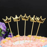 Happy Birthday Acrylic Cake Topper Cake Decoration Golden Silver Party - Silver-Crown V528-CAKE-TOPPER-5PS-SILVER-CROWN
