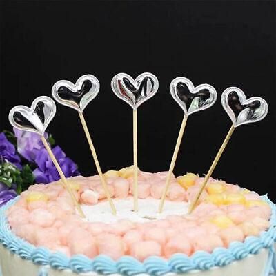 Happy Birthday Acrylic Cake Topper Cake Decoration Golden Silver Party - Silver-Heart V528-CAKE-TOPPER-5PS-SILVER-HEART