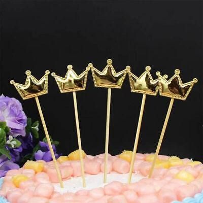 Happy Birthday Acrylic Cake Topper Cake Decoration Golden Silver Party - Gold-Crown V528-CAKE-TOPPER-5PSGOLD-CROWN