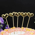 Happy Birthday Acrylic Cake Topper Cake Decoration Golden Silver Party - Gold-Heart V528-CAKE-TOPPER-5PSGOLD-HEART