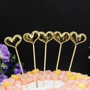 Happy Birthday Acrylic Cake Topper Cake Decoration Golden Silver Party - Gold-Heart V528-CAKE-TOPPER-5PSGOLD-HEART