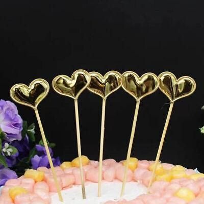 Happy Birthday Acrylic Cake Topper Cake Decoration Golden Silver Party - Gold-Heart V528-CAKE-TOPPER-5PSGOLD-HEART