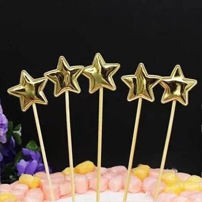 Happy Birthday Acrylic Cake Topper Cake Decoration Golden Silver Party - Gold-Star V528-CAKE-TOPPER-5PSGOLD-STAR