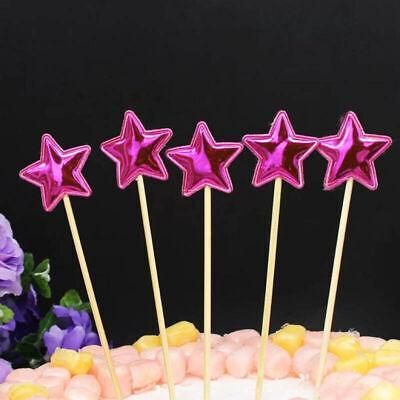 Happy Birthday Acrylic Cake Topper Cake Decoration Golden Silver Party - Rose Red-Star V528-CAKE-TOPPER-5PSROSERED-STAR