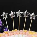 Happy Birthday Acrylic Cake Topper Cake Decoration Golden Silver Party - Silver-Star V528-CAKE-TOPPER-5PSSILVER-STAR