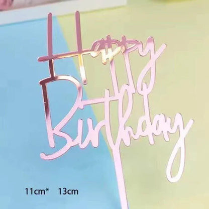 Happy Birthday Acrylic Cake Topper Cake Decoration Golden Silver Party - Silver-Star V528-CAKE-TOPPER-5PSSILVER-STAR