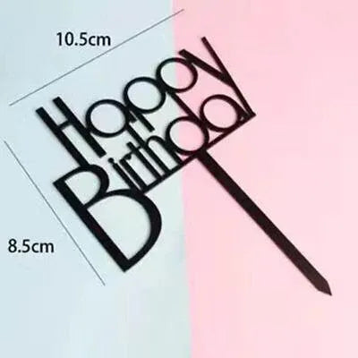 Happy Birthday Acrylic Cake Topper Cake Decoration Golden Silver Party - Black-Birthday(B) V528-CAKE-TOPPERBLACK-BIRTHDAY-B-1101
