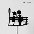 Happy Birthday Acrylic Cake Topper Cake Decoration Golden Silver Party - Black-Street lamp couple V528-CAKE-TOPPERBLACKCOUPLE-1104
