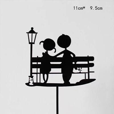 Happy Birthday Acrylic Cake Topper Cake Decoration Golden Silver Party - Black-Street lamp couple V528-CAKE-TOPPERBLACKCOUPLE-1104