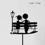 Happy Birthday Acrylic Cake Topper Cake Decoration Golden Silver Party - Black-Street lamp couple V528-CAKE-TOPPERBLACKCOUPLE-1104