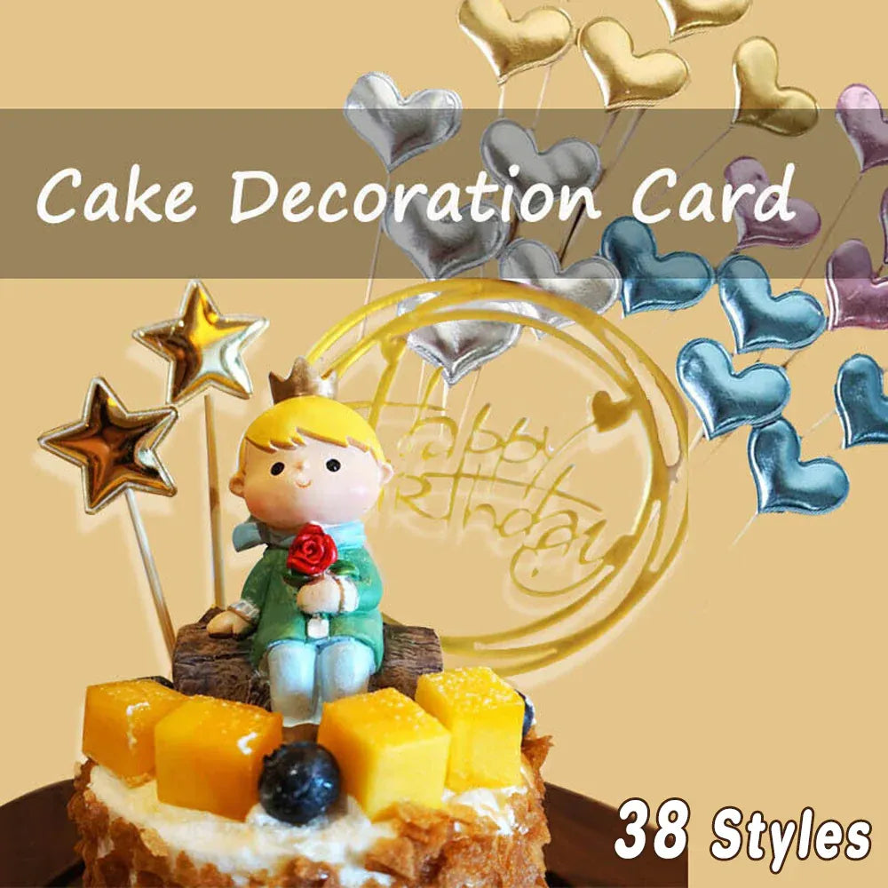 Happy Birthday Acrylic Cake Topper Cake Decoration Golden Silver Party - Gold-Birthday (B) V528-CAKE-TOPPERGOLD-BIRTHDAYB-3001