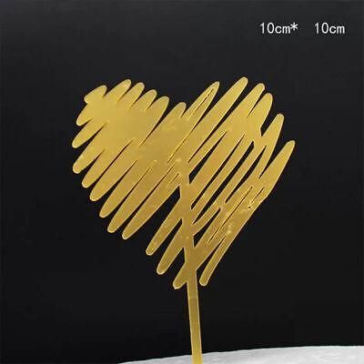 Happy Birthday Acrylic Cake Topper Cake Decoration Golden Silver Party - Gold-Stripe Heart V528-CAKE-TOPPERGOLD-STRIPEHEART-3004