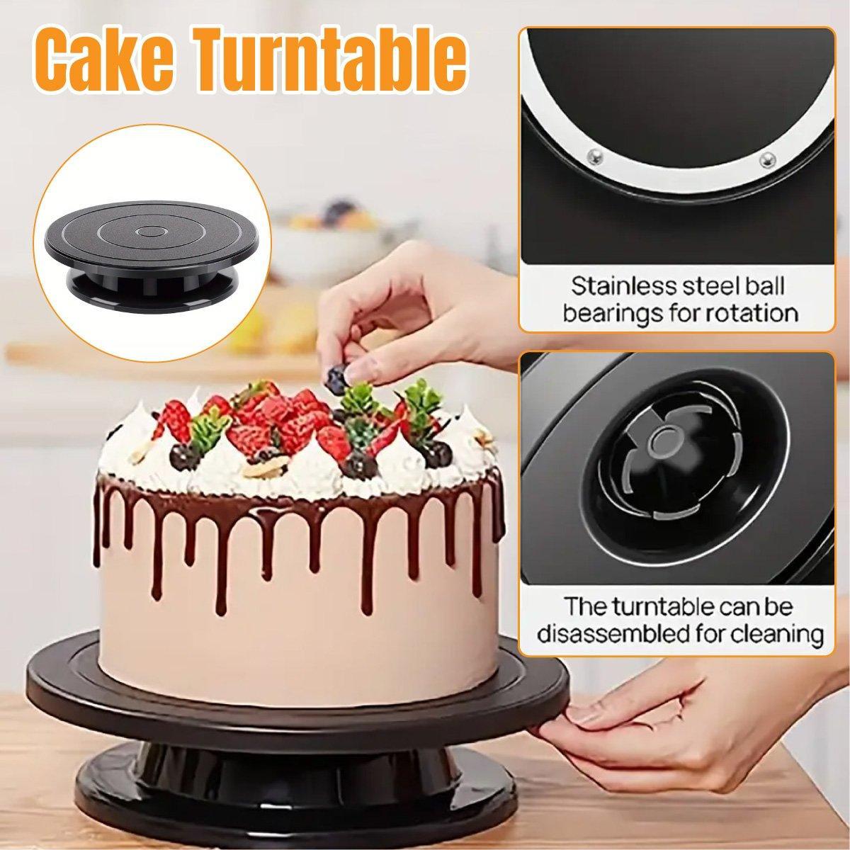 Rotating Cake Turntable Stand Black Plastic Cake Decorating Tools for Baking V528-CAKE-TURNTABLE-BLACK-147375