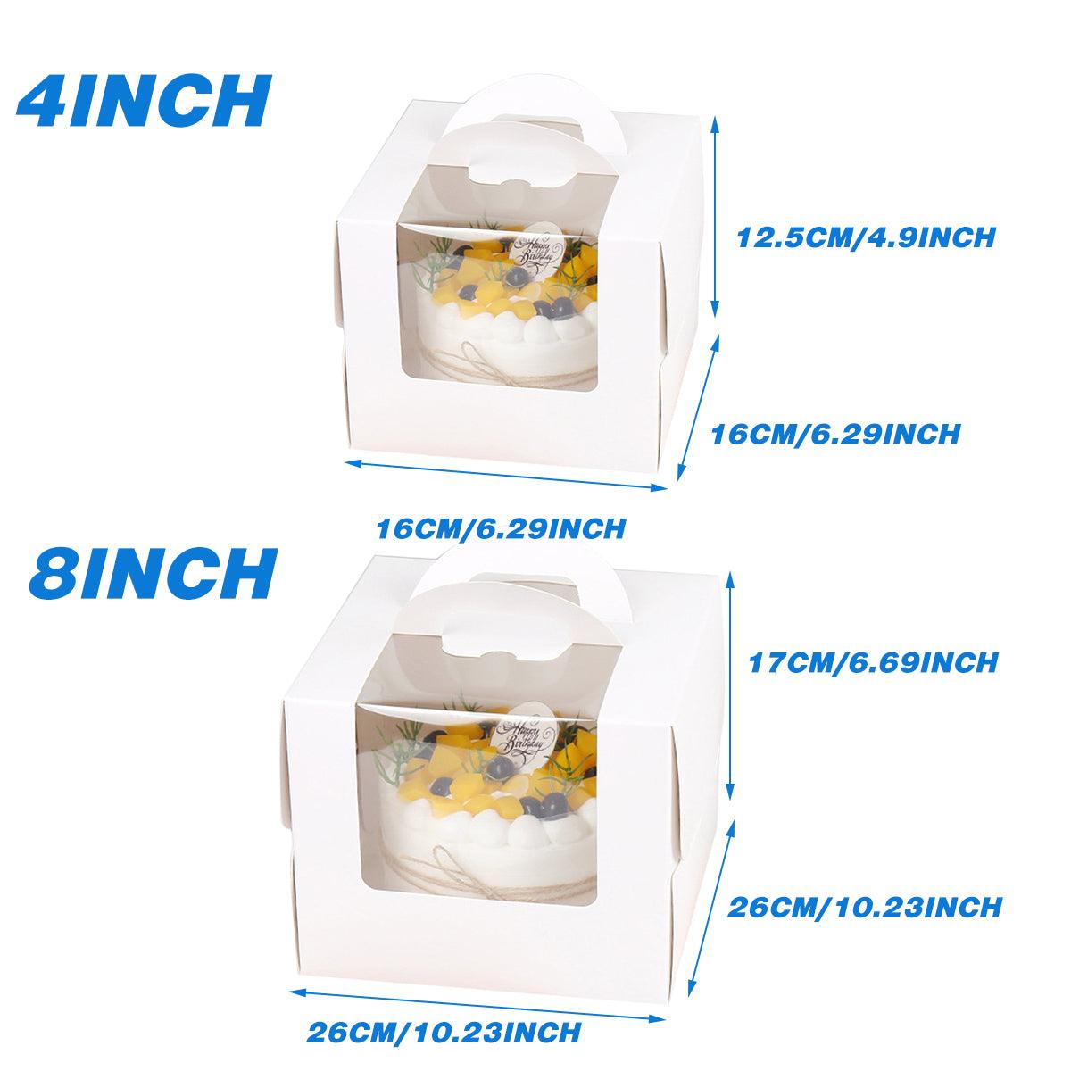 50pcs Portable Cake Boxes with Open Window for Birthday Party Cake Packaging - 4inch V528-CAKEBOX-4-50PCS-688708