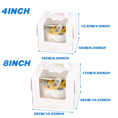 50pcs Portable Cake Boxes with Open Window for Birthday Party Cake Packaging - 4inch V528-CAKEBOX-4-50PCS-688708
