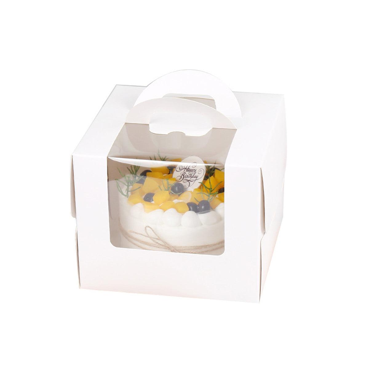 50pcs Portable Cake Boxes with Open Window for Birthday Party Cake Packaging - 4inch V528-CAKEBOX-4-50PCS-688708