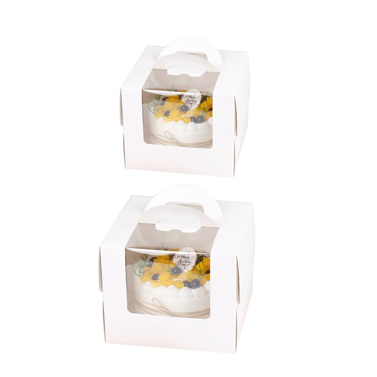 50pcs Portable Cake Boxes with Open Window for Birthday Party Cake Packaging - 8inch V528-CAKEBOX-8-50PCS-646255