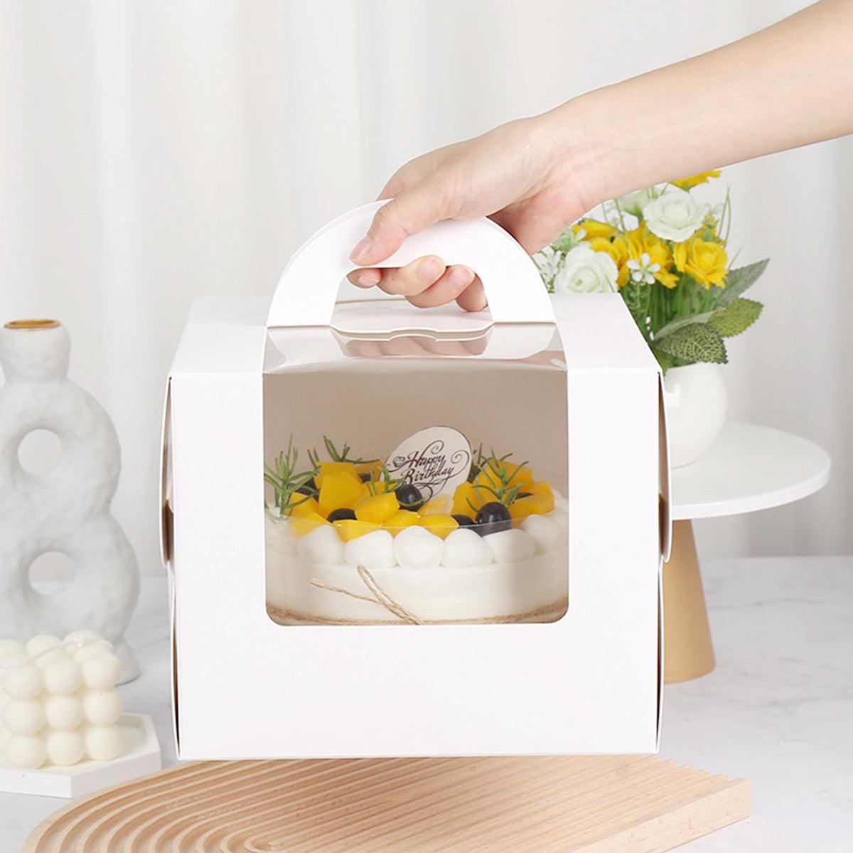 50pcs Portable Cake Boxes with Open Window for Birthday Party Cake Packaging - 8inch V528-CAKEBOX-8-50PCS-646255