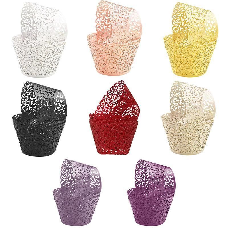 25pcs Laser Cut Cupcake Wrappers Wedding Party Baking Decorations in 8 Colours - White V528-CAKECUP-WHITE-25PCS-10461