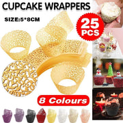 25pcs Laser Cut Cupcake Wrappers Wedding Party Baking Decorations in 8 Colours - White V528-CAKECUP-WHITE-25PCS-10461